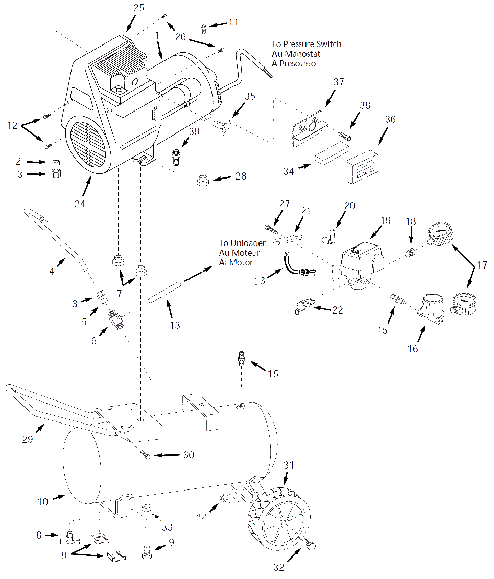 Air-Compressor Parts Diagram and Parts List for WL506900  Campbell Hausfeld Compressor